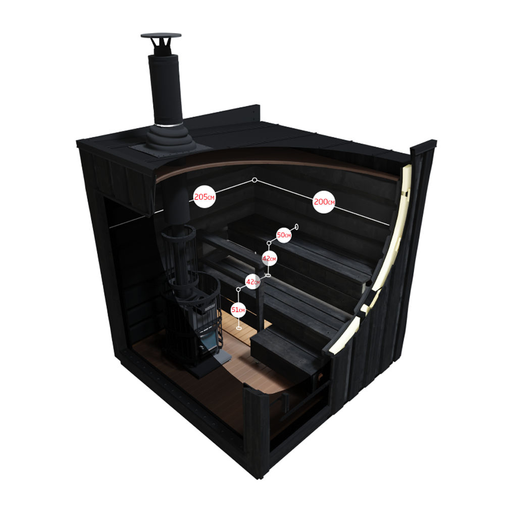 Black smoker with temperature indicators on a white background
