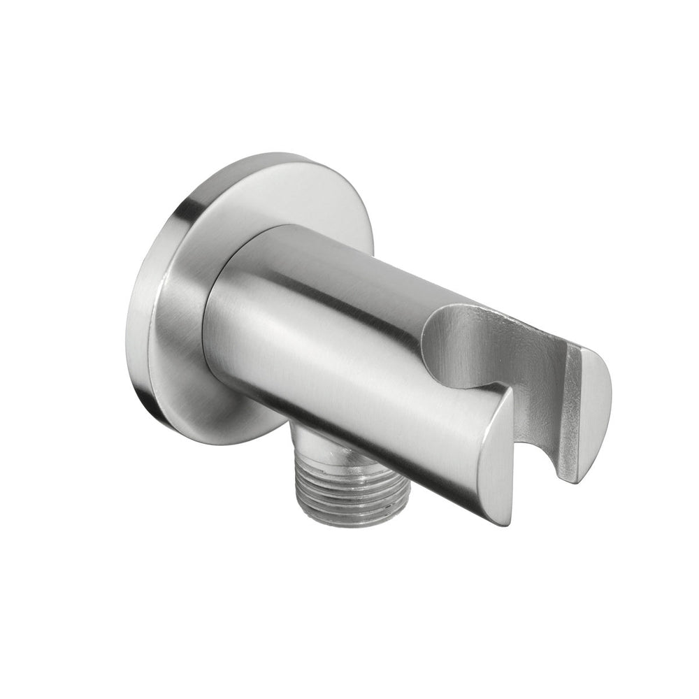 JTP VOS Water Outlet Elbow with Wall Support in Stainless Steel