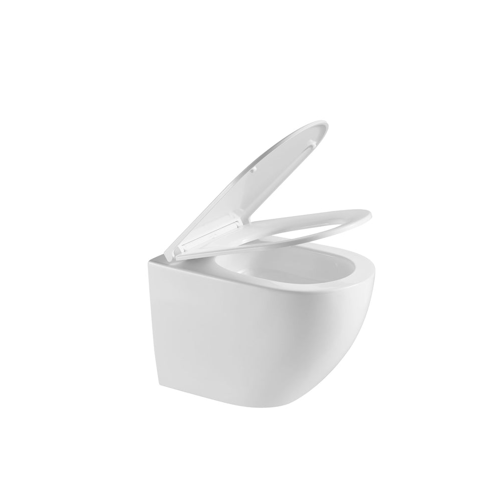 JTP Wortex Rimless Wall Hung Toilet with Soft Close Seat in White Gloss