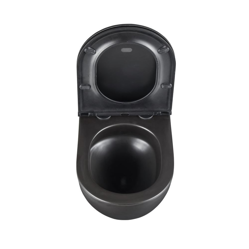 JTP Wortex Rimless Wall Hung Toilet with Soft Close Seat in Matt Black