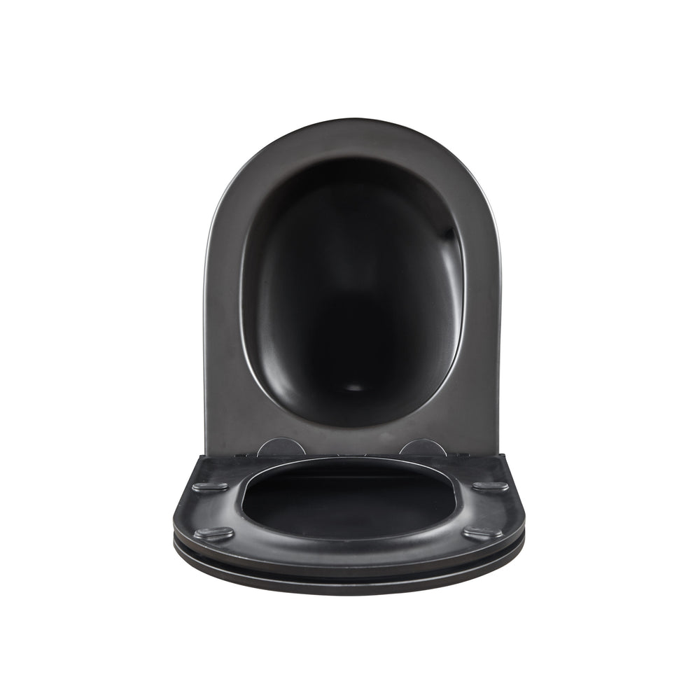 JTP Wortex Rimless Wall Hung Toilet with Soft Close Seat in Matt Black