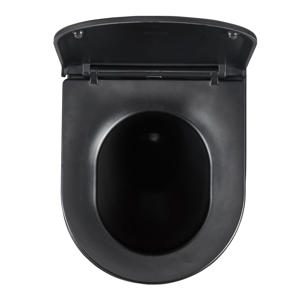JTP Wortex Rimless Wall Hung Toilet with Soft Close Seat in Matt Black