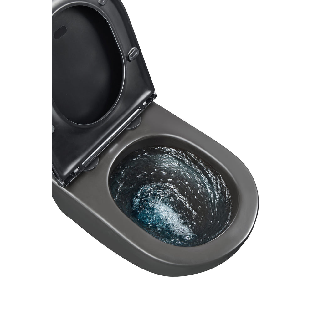 JTP Wortex Rimless Wall Hung Toilet with Soft Close Seat in Matt Black