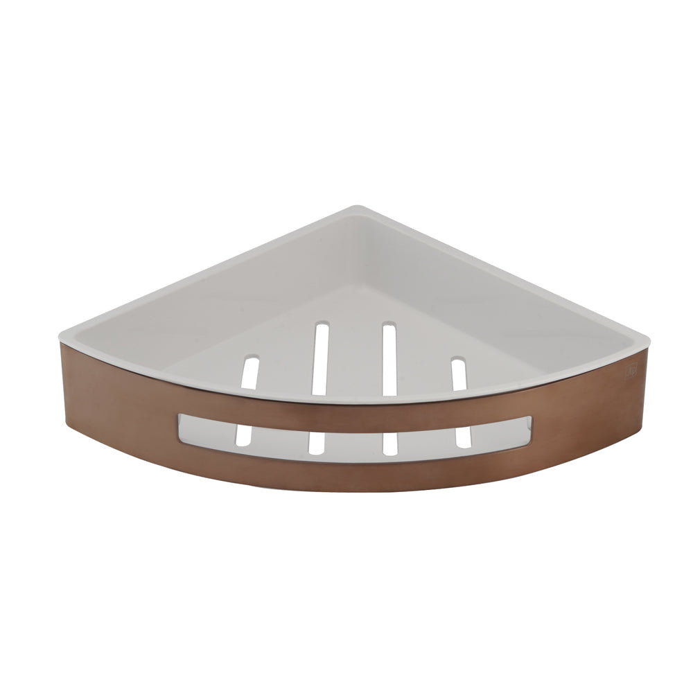 JTP Corner Shower Basket with Shelf in Brushed Bronze