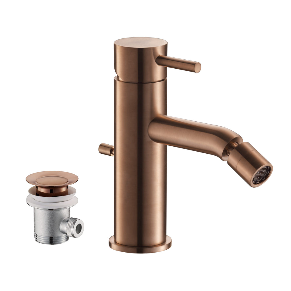 JTP VOS Single Lever Bidet Mixer with Pop Up Waste in Brushed Bronze