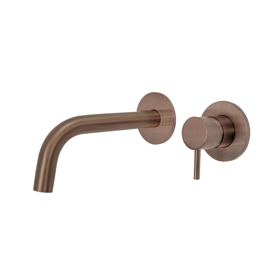 JTP VOS Single Lever Wall Mounted Basin Mixer with Slim Spout in Brushed Bronze