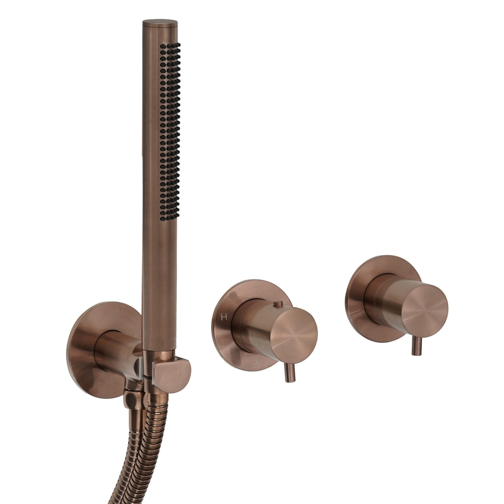 JTP VOS Modular Thermostatic Concealed 2 Outlet Shower Valve with Handset in Brushed Bronze