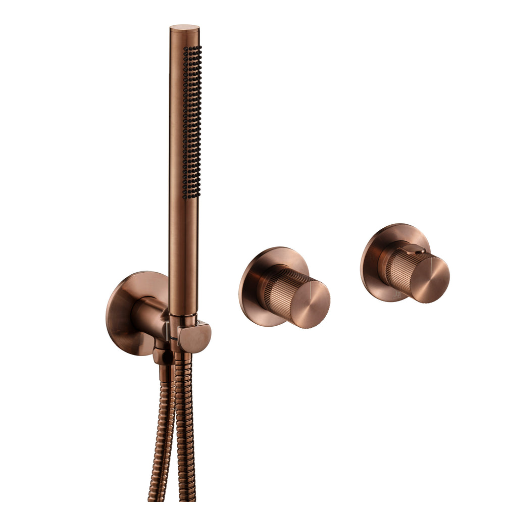 JTP EVO Modular Thermostatic Concealed 2 Outlet Shower Valve with Handset in Brushed Bronze
