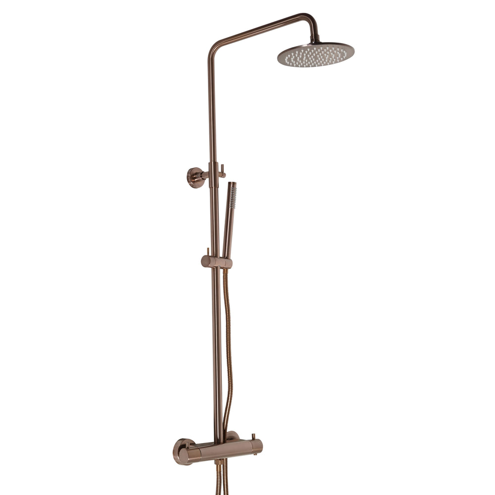 JTP VOS Thermostatic Bar Valve, 2 Outlet, with Adjustable Riser and Multifunction Handle in Brushed Bronze