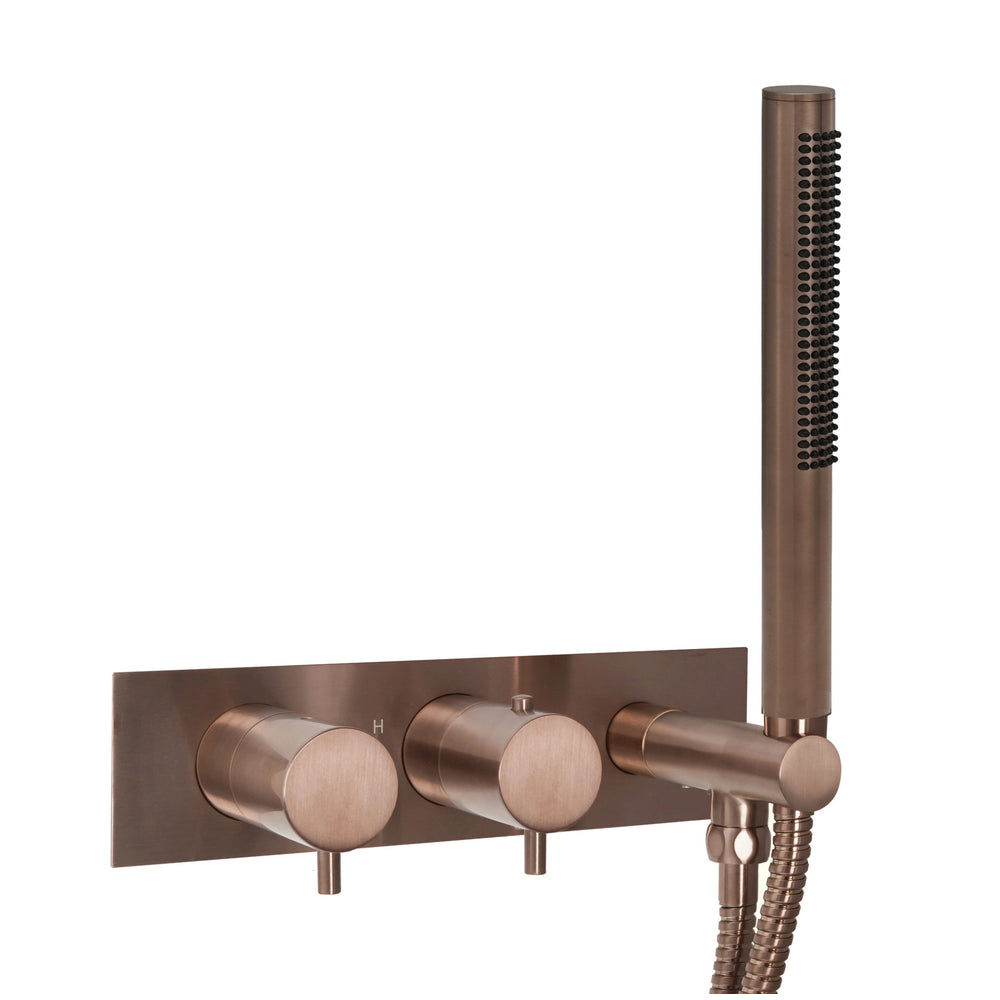 JTP VOS Thermostatic Concealed 2 Outlet Shower Valve with Attached Handset in Brushed Bronze