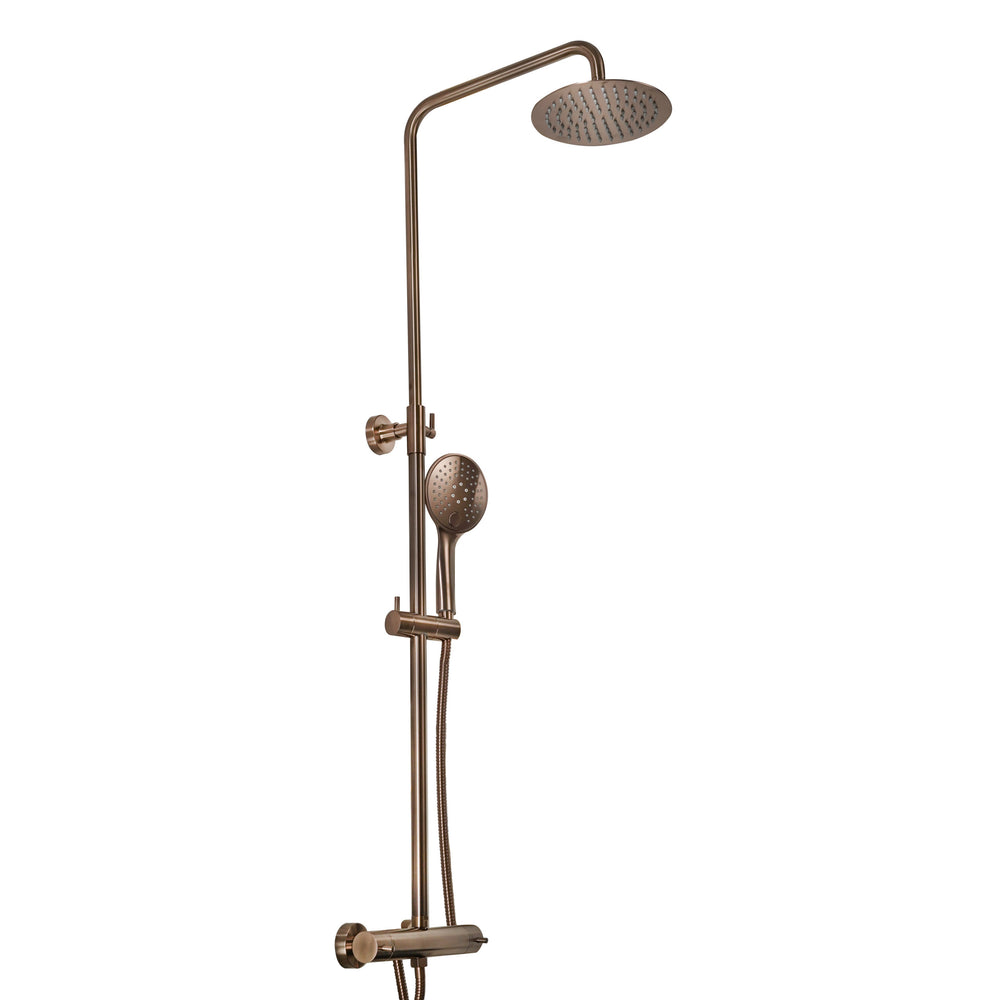 JTP VOS Cool Touch Thermostatic Bar Valve, 2 Outlet, with Adjustable Riser and Kit in Brushed Bronze