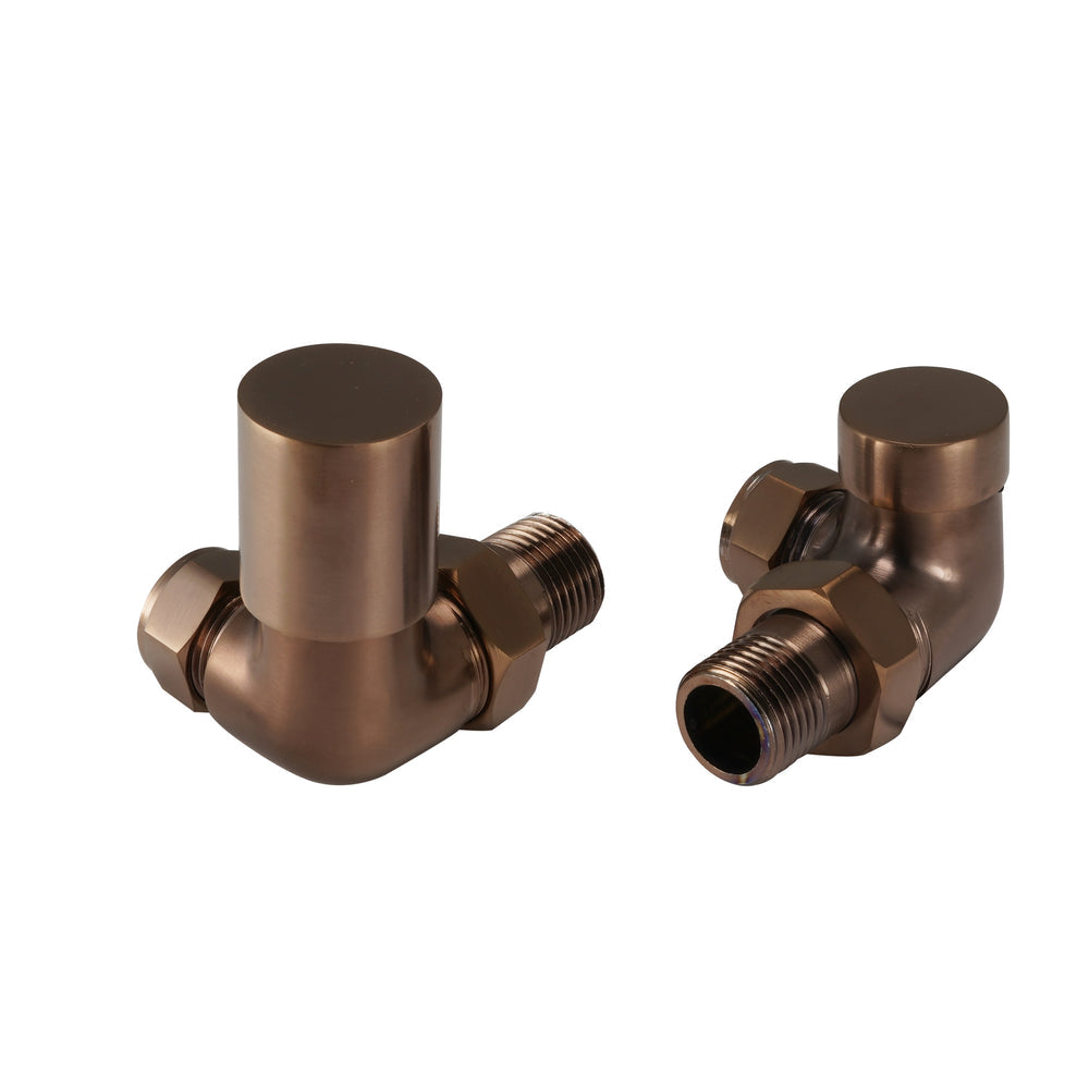 JTP Corner Radiator Valves (Pair) in Brushed Bronze