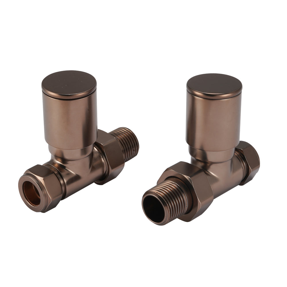 JTP Straight Radiator Valves (Pair) in Brushed Bronze
