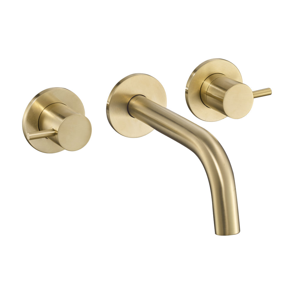 JTP VOS 3 Hole Wall Mounted Basin / Bath Mixer in Brushed Brass