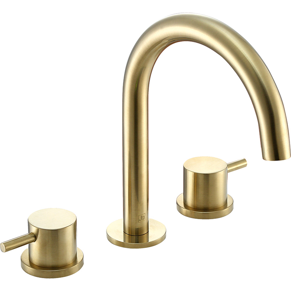 JTP VOS 3 Hole Deck Mounted Basin Mixer in Brushed Brass