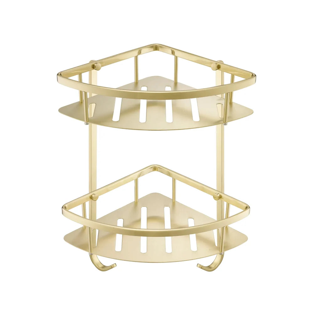 JTP Corner Twin Shower Basket in Brushed Brass