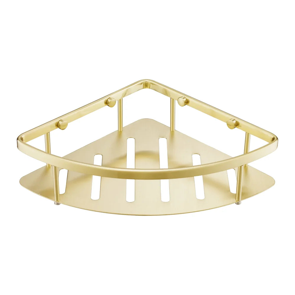 JTP Corner Shower Basket in Brushed Brass