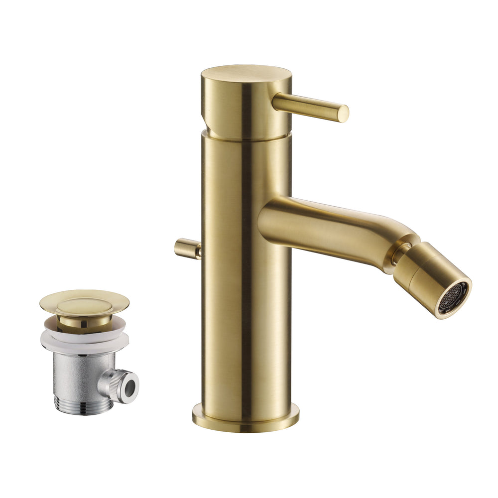 JTP VOS Single Lever Bidet Mixer with Pop Up Waste in Brushed Brass