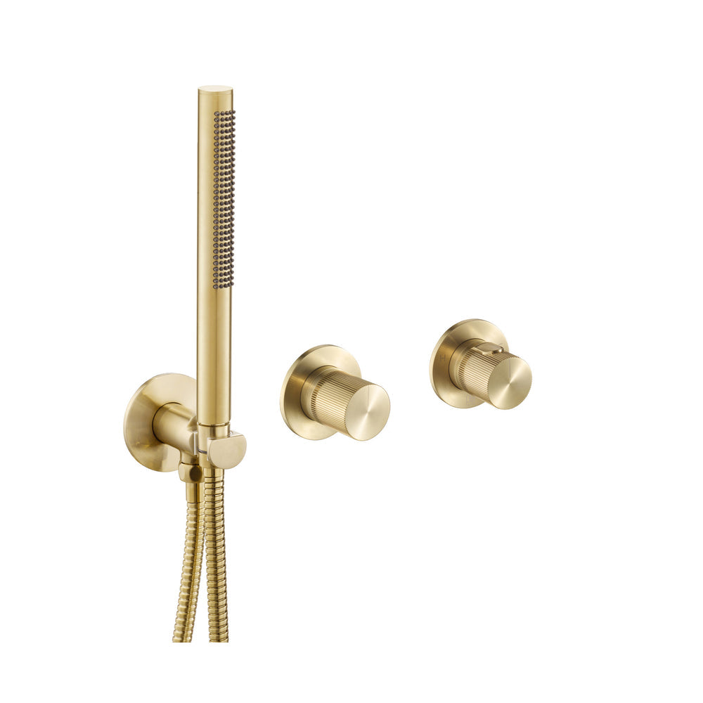 JTP EVO Modular Thermostatic Concealed 2 Outlet Shower Valve with Handset in Brushed Brass