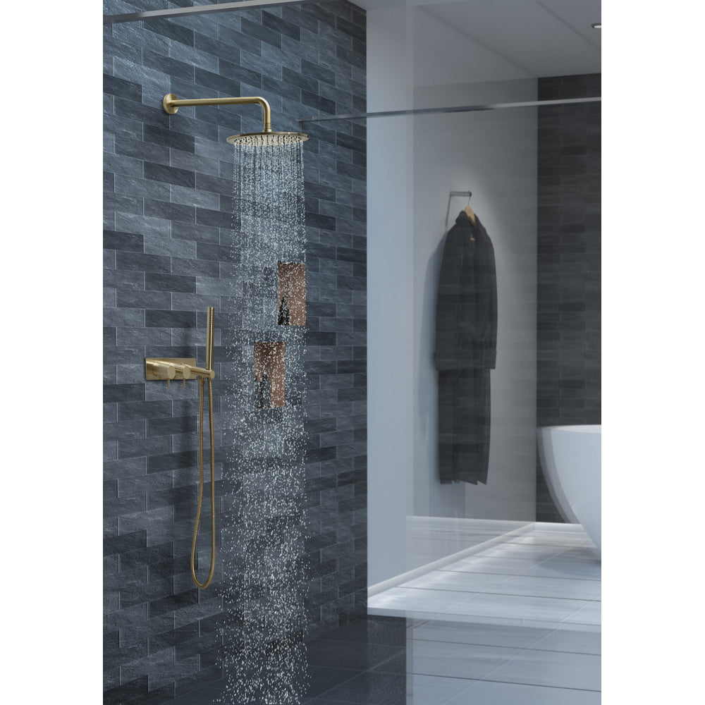 JTP VOS Round Overhead Shower in Brushed Brass