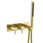 JTP VOS Thermostatic Concealed 2 Outlet Shower Valve with Attached Handset in Brushed Brass
