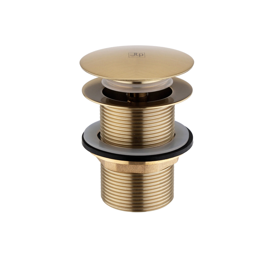 JTP Unslotted Click Clack Bath Waste for Freestanding Baths with No Overflow in Brushed Brass