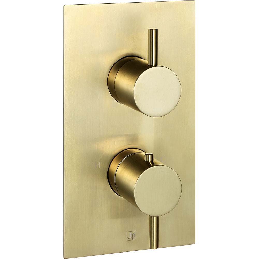 JTP VOS Thermostatic Concealed 2 Outlet Shower Valve 671 in Brushed Brass