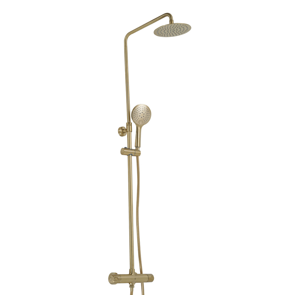 JTP VOS Cool Touch Thermostatic Bar Valve, 2 Outlet, with Adjustable Riser and Kit in Brushed Brass