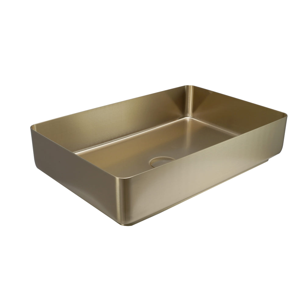 JTP VOS Rectangular Countertop Basin with Click Clack Waste in Brushed Brass