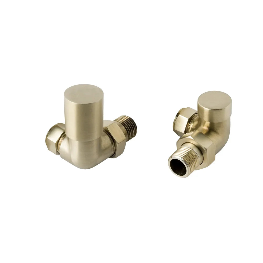JTP Corner Radiator Valves (Pair) in Brushed Brass