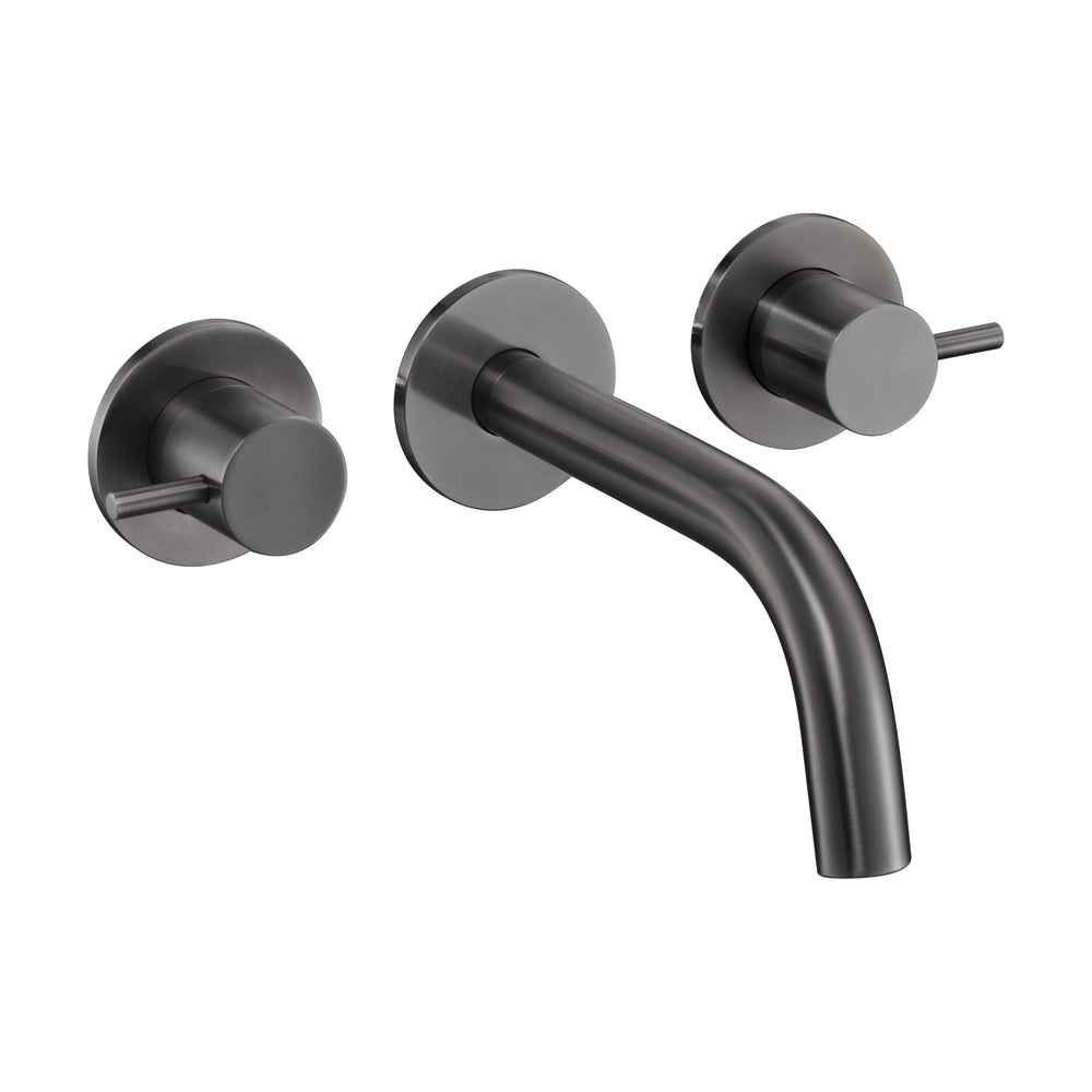 JTP VOS 3 Hole Wall Mounted Basin / Bath Mixer in Brushed Black