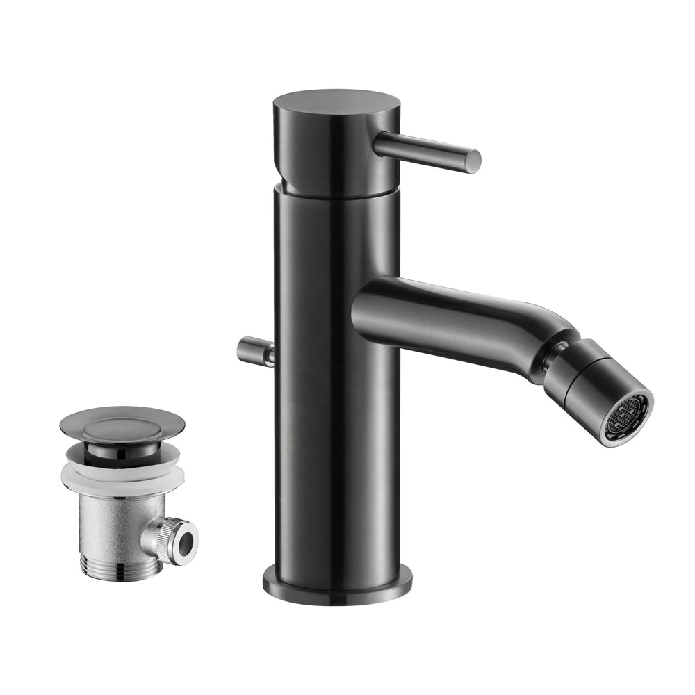JTP VOS Single Lever Bidet Mixer with Pop Up Waste in Brushed Black