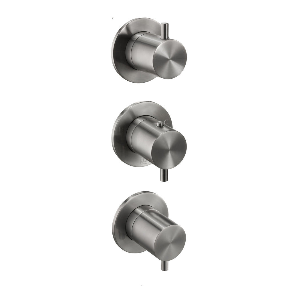 JTP VOS Modular Thermostatic Concealed 3 Outlet Shower Valve in Brushed Black