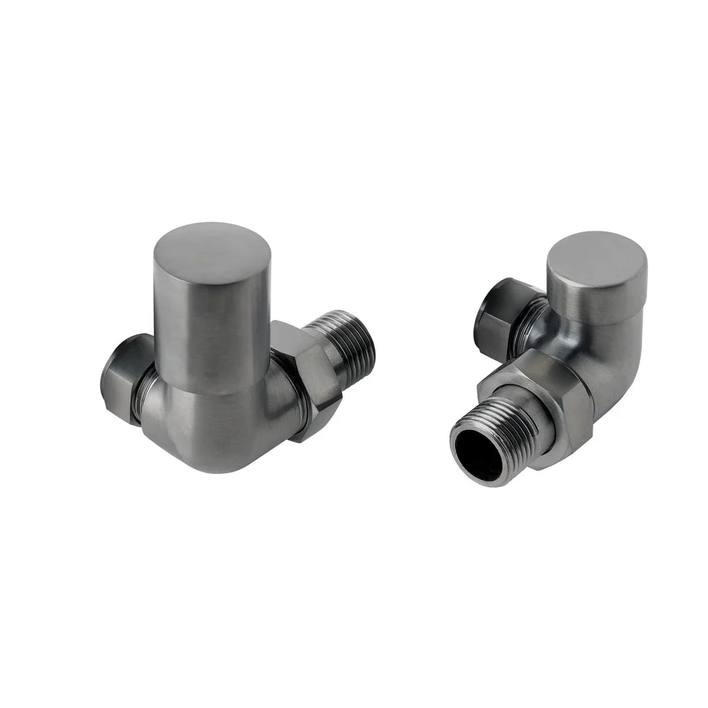 JTP Corner Radiator Valves (Pair) in Brushed Black