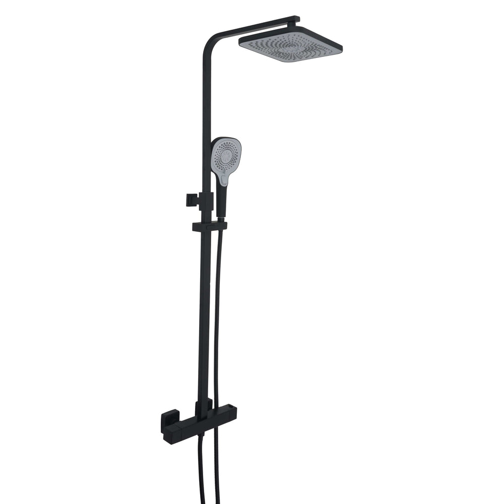 JTP HIX Thermostatic Bar Valve, 2 Outlet, with Adjustable Riser and Multifunction Handle in Matt Black