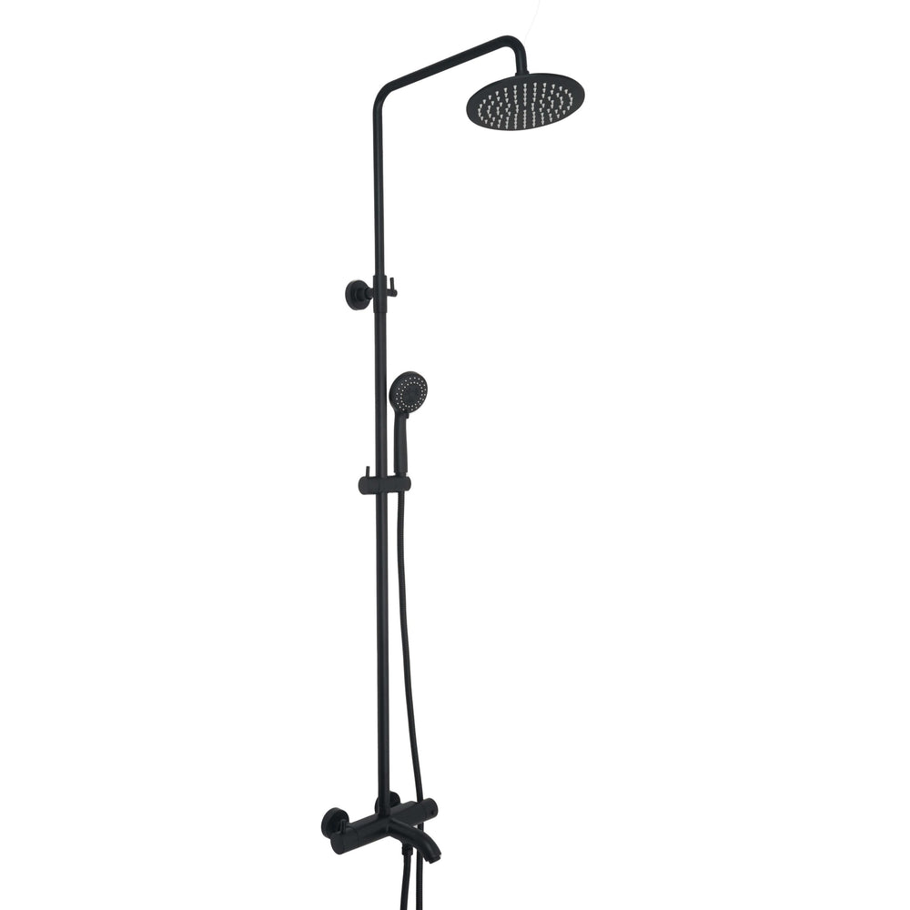 JTP VOS Thermostatic Bar Valve, 3 Outlet, with Adjustable Riser and Multifunction Handle in Matt Black