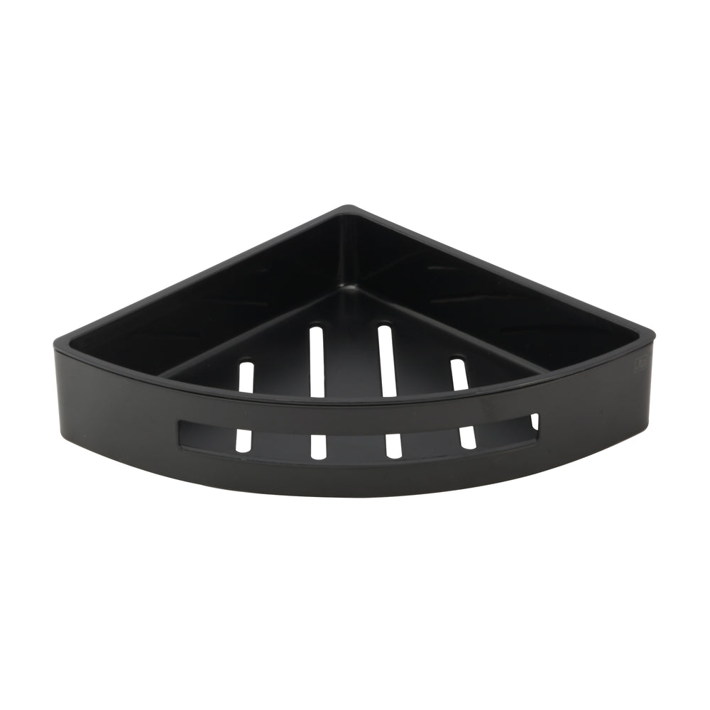 JTP Corner Shower Basket with Shelf in Matt Black