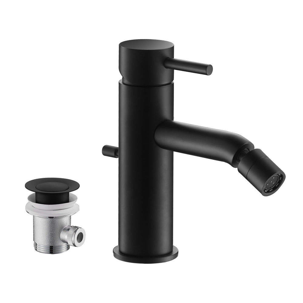 JTP VOS Single Lever Bidet Mixer with Pop Up Waste in Matt Black