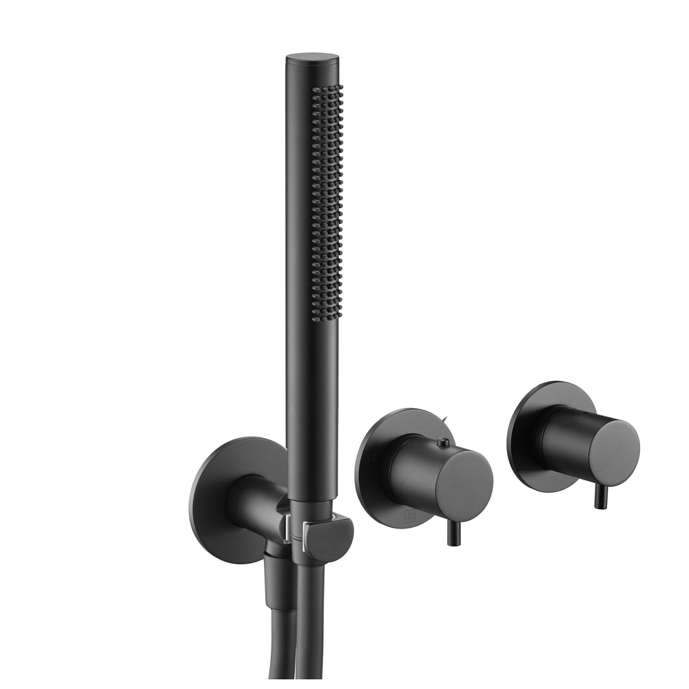 JTP VOS Modular Thermostatic Concealed 2 Outlet Shower Valve with Handset in Matt Black