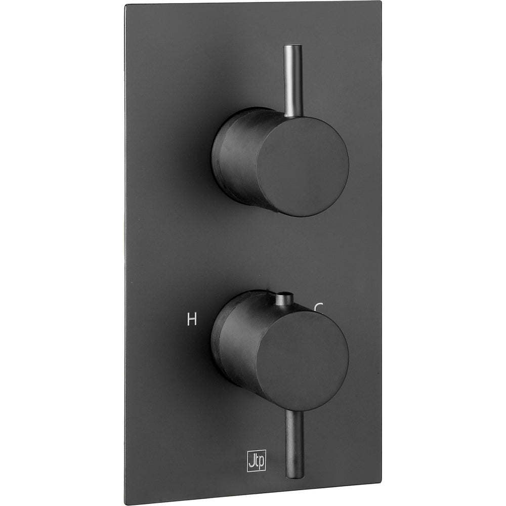 JTP VOS Thermostatic Concealed 2 Outlet Shower Valve 671 in Matt Black
