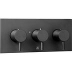 JTP VOS Thermostatic Concealed 3 Outlet Shower Valve, Horizontal in Matt Black
