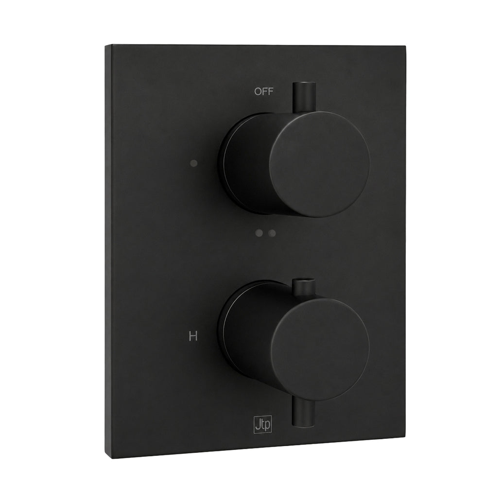 JTP VOS Double Outlet Thermostatic Trimset for Universal Box in Matt Black