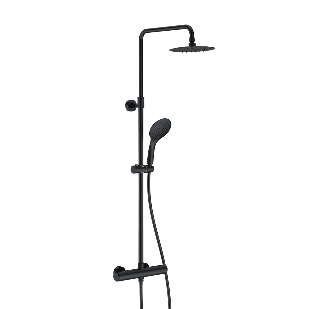 JTP VOS Cool Touch Thermostatic Bar Valve, 2 Outlet, with Adjustable Riser and Kit in Matt Black
