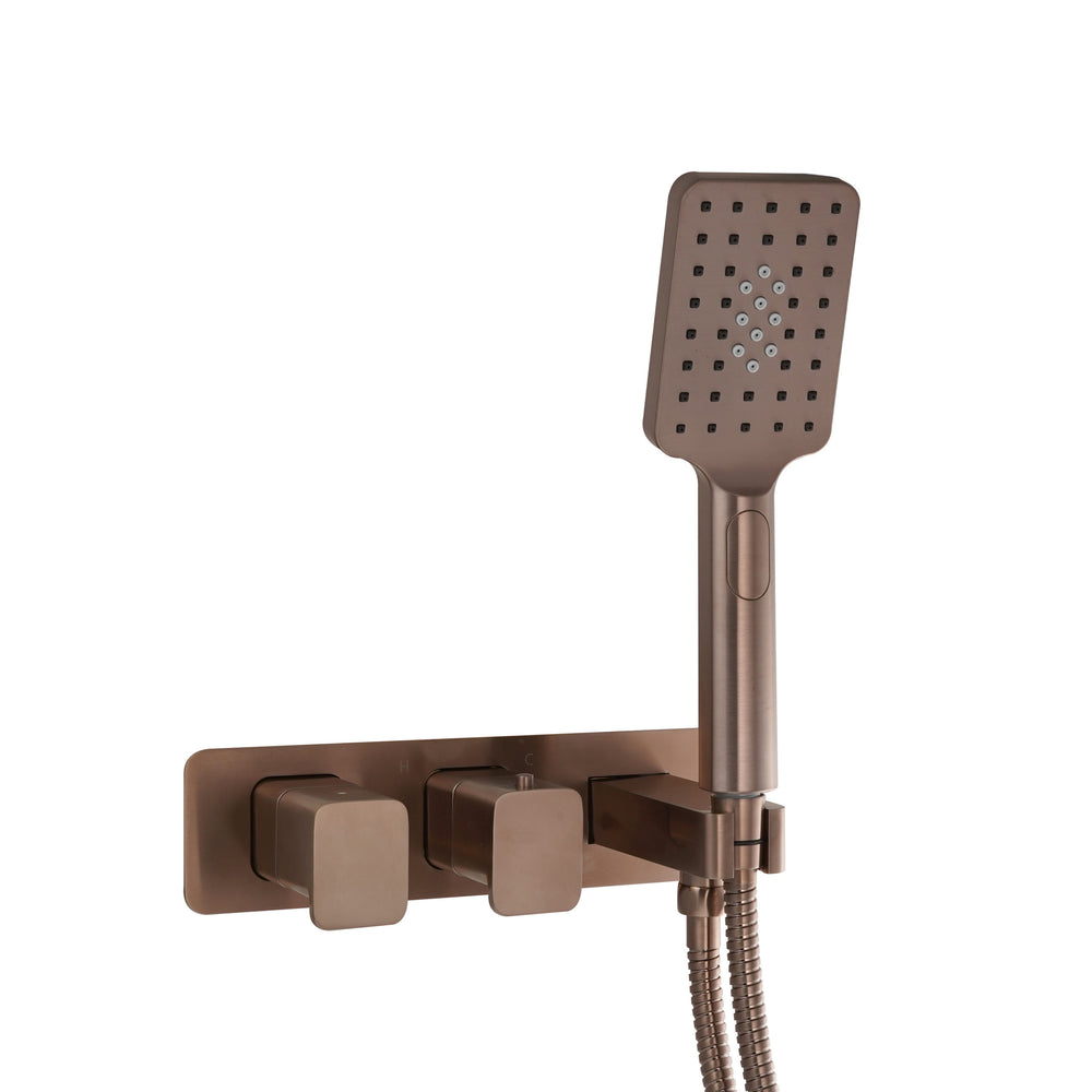 JTP HIX Thermostatic Concealed 2 Outlet Shower Valve with Attached Handset in Brushed Bronze