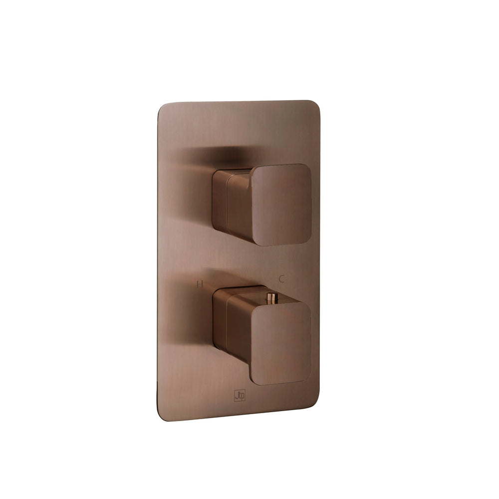 JTP HIX Thermostatic Concealed 2 Outlet Shower Valve 671 in Brushed Bronze