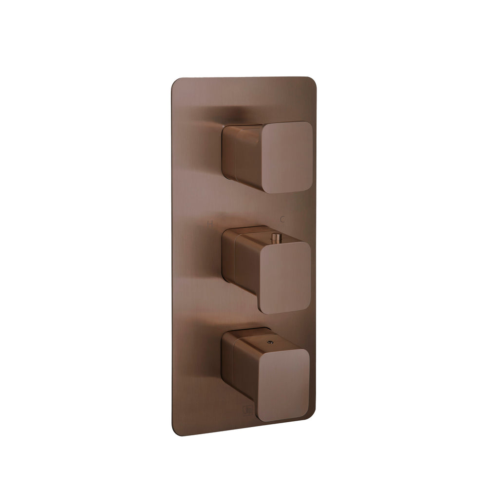 JTP HIX Thermostatic Concealed 2 Outlet Shower Valve, Vertical in Brushed Bronze