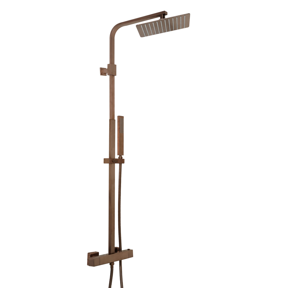 JTP HIX Thermostatic Bar Valve, 2 Outlet, with Adjustable Riser and Multifunction Handle in Brushed Bronze