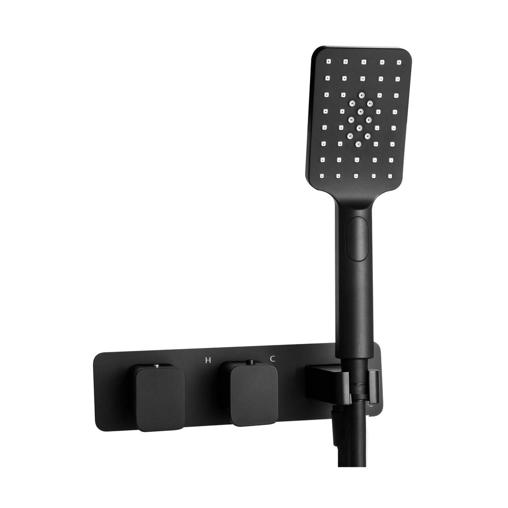 JTP HIX Thermostatic Concealed 2 Outlet Shower Valve with Attached Handset in Matt Black