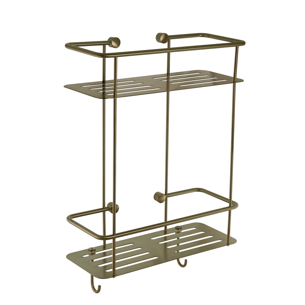 JTP Square Twin Shower Basket in Brushed Brass