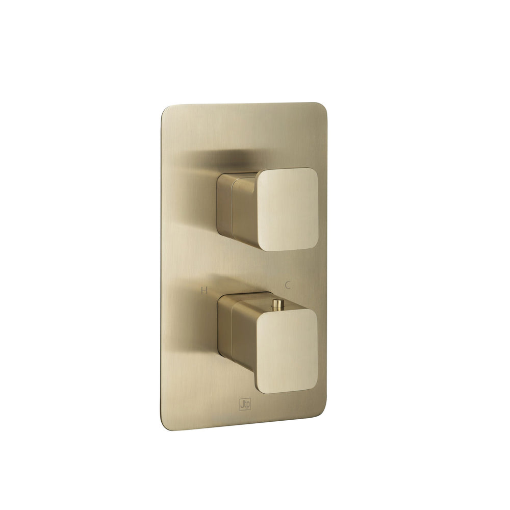 JTP HIX Thermostatic Concealed 2 Outlet Shower Valve 671 in Brushed Brass